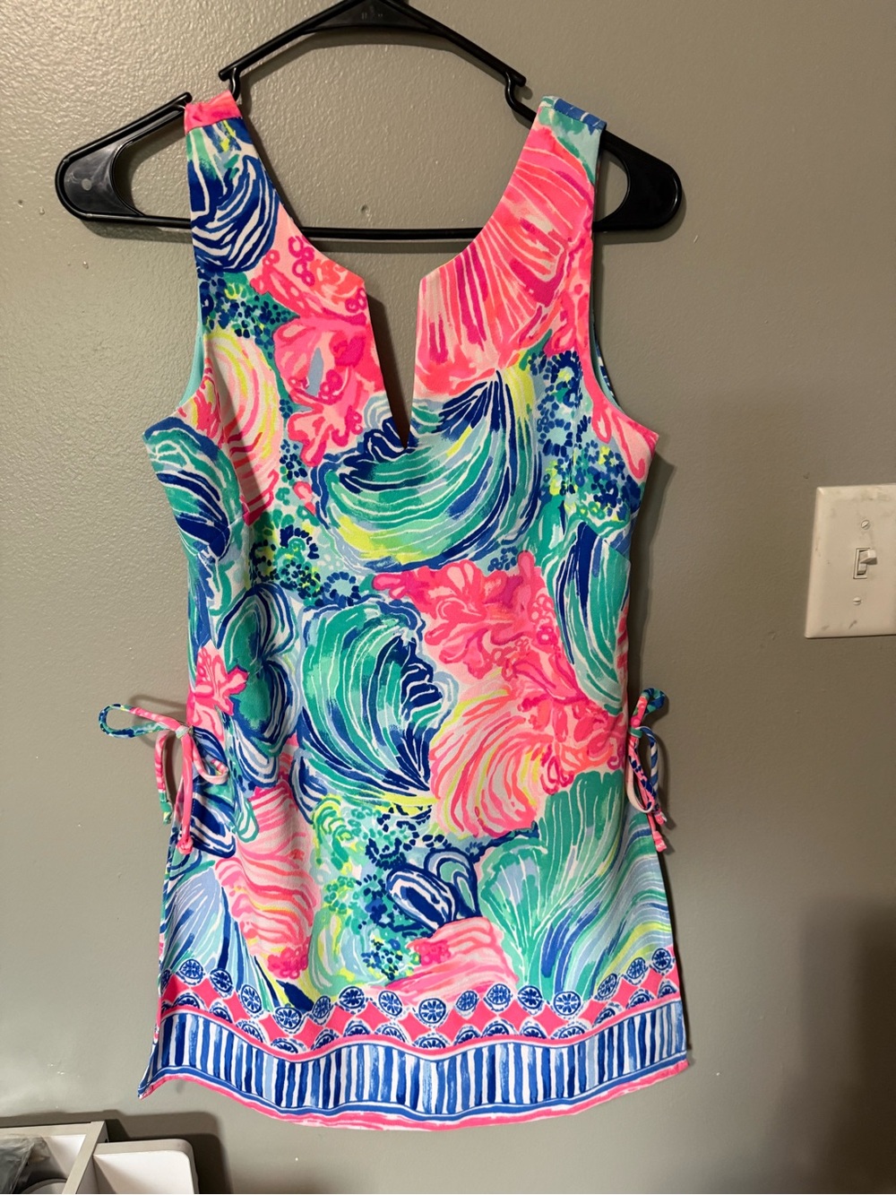 Lilly Pulitzer Colorful Coral, Aqua & Lime Printed Sleeveless Dress